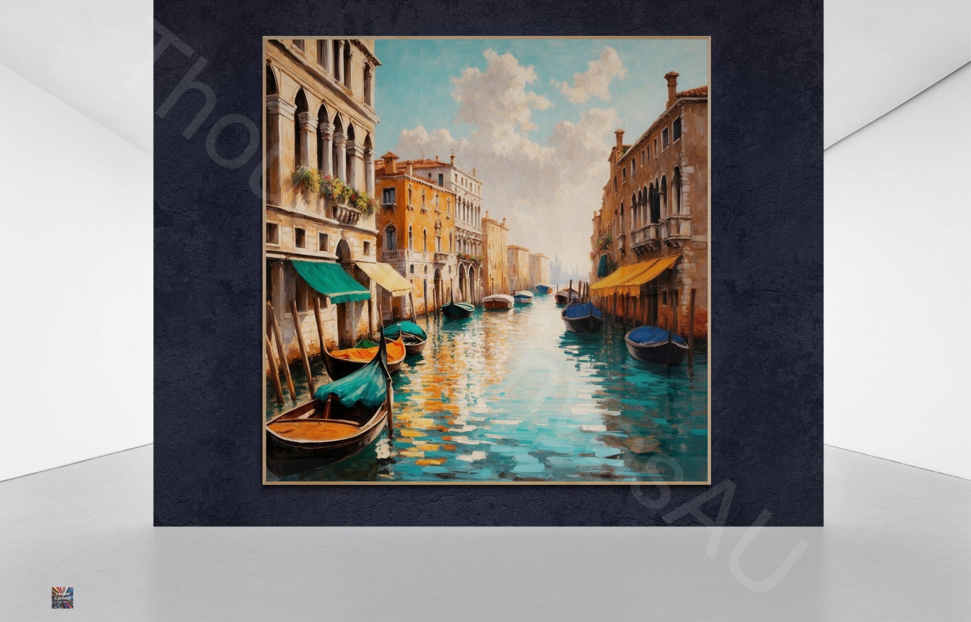 Impressionist Venice Canal Digital Art | Retro European Cityscape Wall Decor | Instant Download Painting