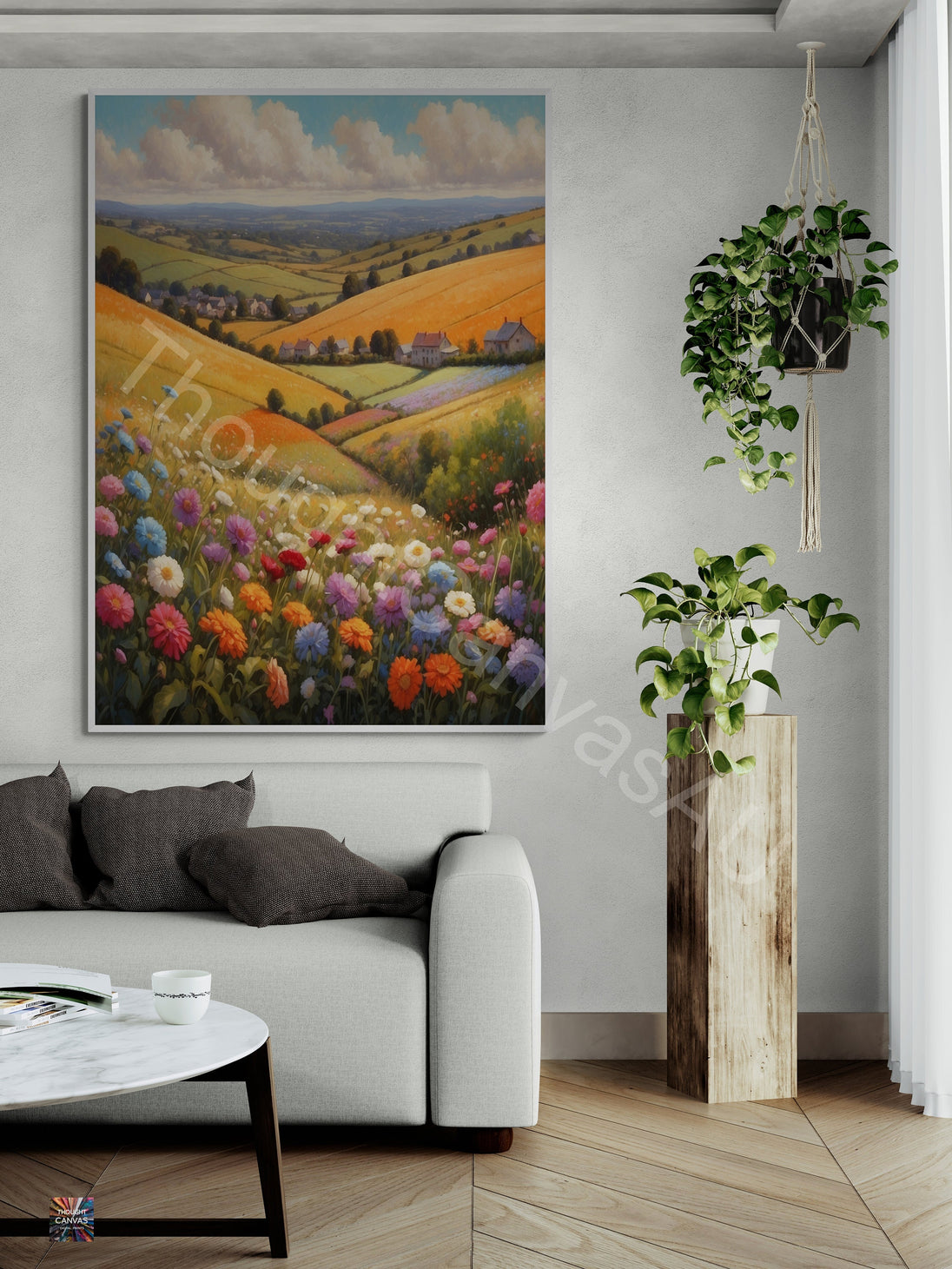 Nature's Embrace | Valley of Flowers Wall Art | Vibrant Floral Landscape | Tranquil Valley Art | Serene Countryside Print | Instant Download | 4 - Shoppers Haven  - Digital     