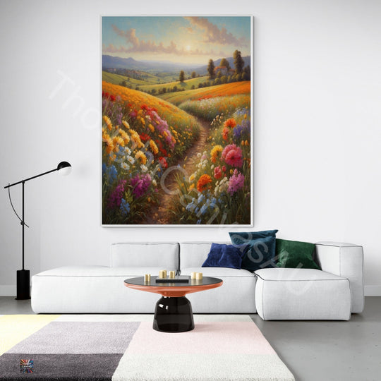 Nature's Embrace | Valley of Flowers Wall Art | Vibrant Floral Landscape | Tranquil Valley Art | Serene Countryside Print | Instant Download | 1 - Shoppers Haven  - Digital     