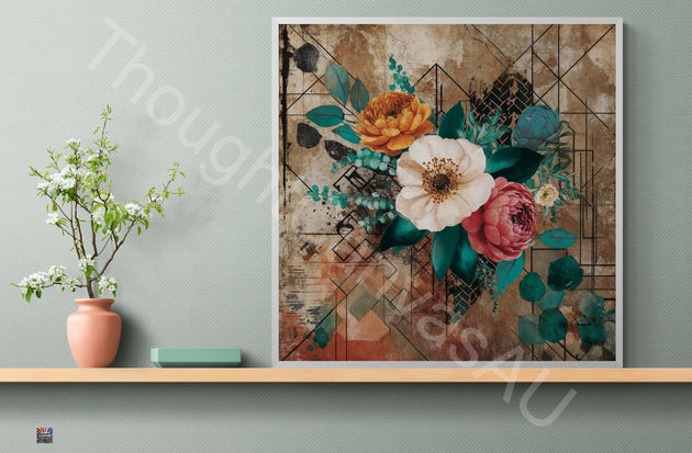 Maximalist Textured Painting | Floral Abstract | Layered Grunge Aesthetic | Floral Symphony | Rich Textures | Instant Download | 3 - Shoppers Haven  - Digital     