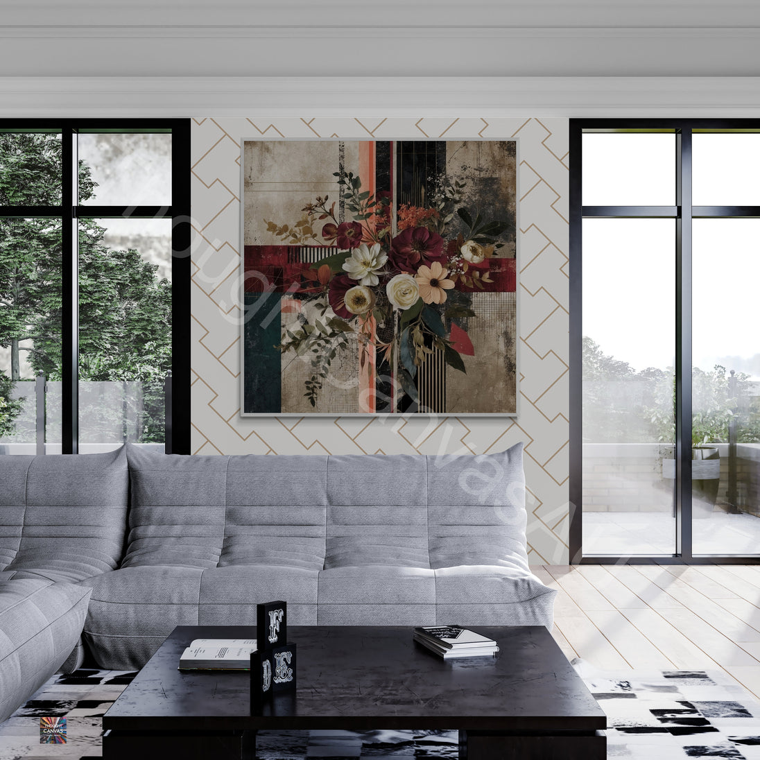 Maximalist Textured Painting | Floral Abstract | Layered Grunge Aesthetic | Floral Symphony | Rich Textures | Instant Download | 2 - Shoppers Haven  - Digital     