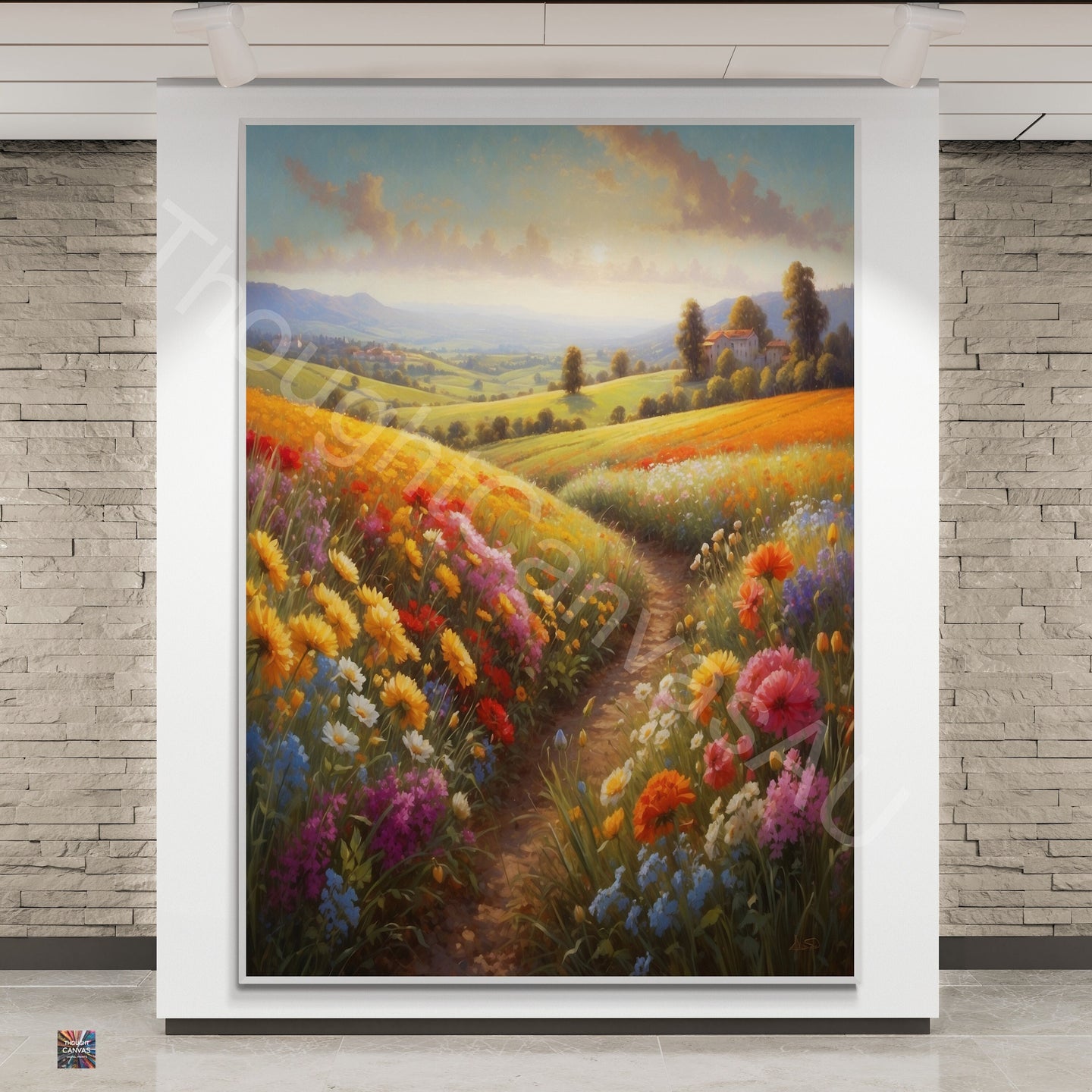 Nature's Embrace | Valley of Flowers Wall Art | Vibrant Floral Landscape | Tranquil Valley Art | Serene Countryside Print | Instant Download | 1 - Shoppers Haven  - Digital     