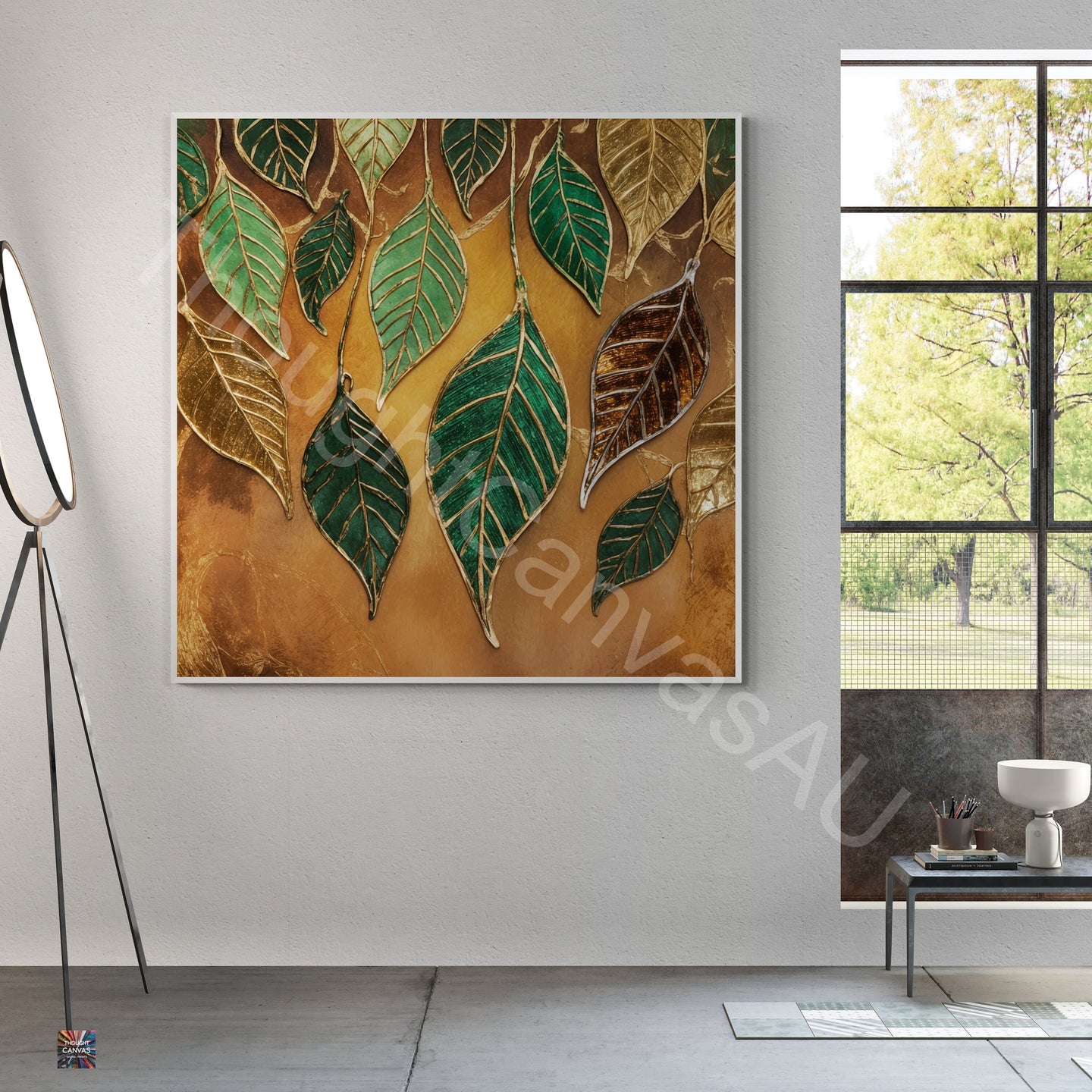 Boho Botanical Art Print | Dancing Leaves in Green & Gold | Textured Wall Art | Nature-Inspired Decor | Instant Download | 1 - Shoppers Haven  - Digital     