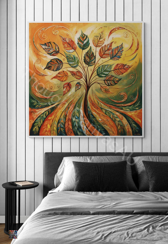 Bohemian Wall Art  | Colorful Dancing Leaves Print | Textured Wall Art | Nature-Inspired Decor | Colorful Home Art | Instant Download | 3 - Shoppers Haven  - Digital     