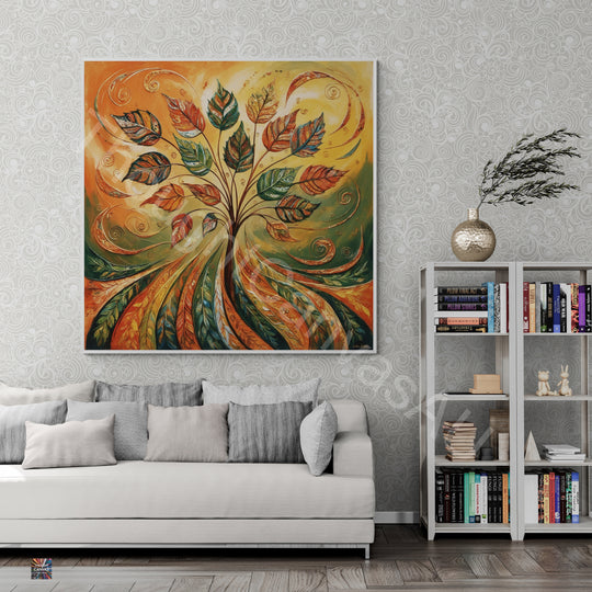 Bohemian Wall Art  | Colorful Dancing Leaves Print | Textured Wall Art | Nature-Inspired Decor | Colorful Home Art | Instant Download | 3 - Shoppers Haven  - Digital     