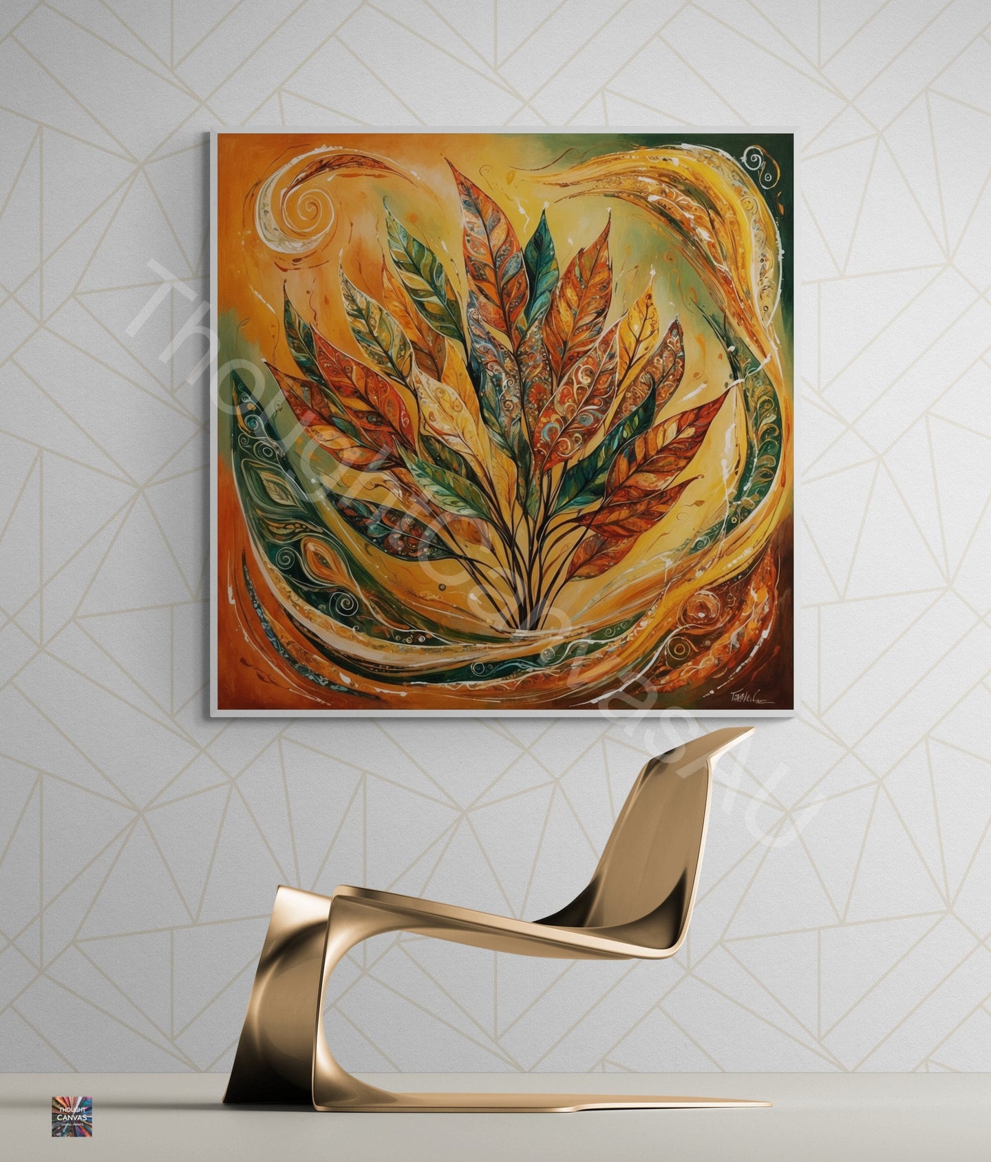 Bohemian Wall Art  | Colorful Dancing Leaves Print | Textured Wall Art | Nature-Inspired Decor | Colorful Home Art | Instant Download | 1 - Shoppers Haven  - Digital     