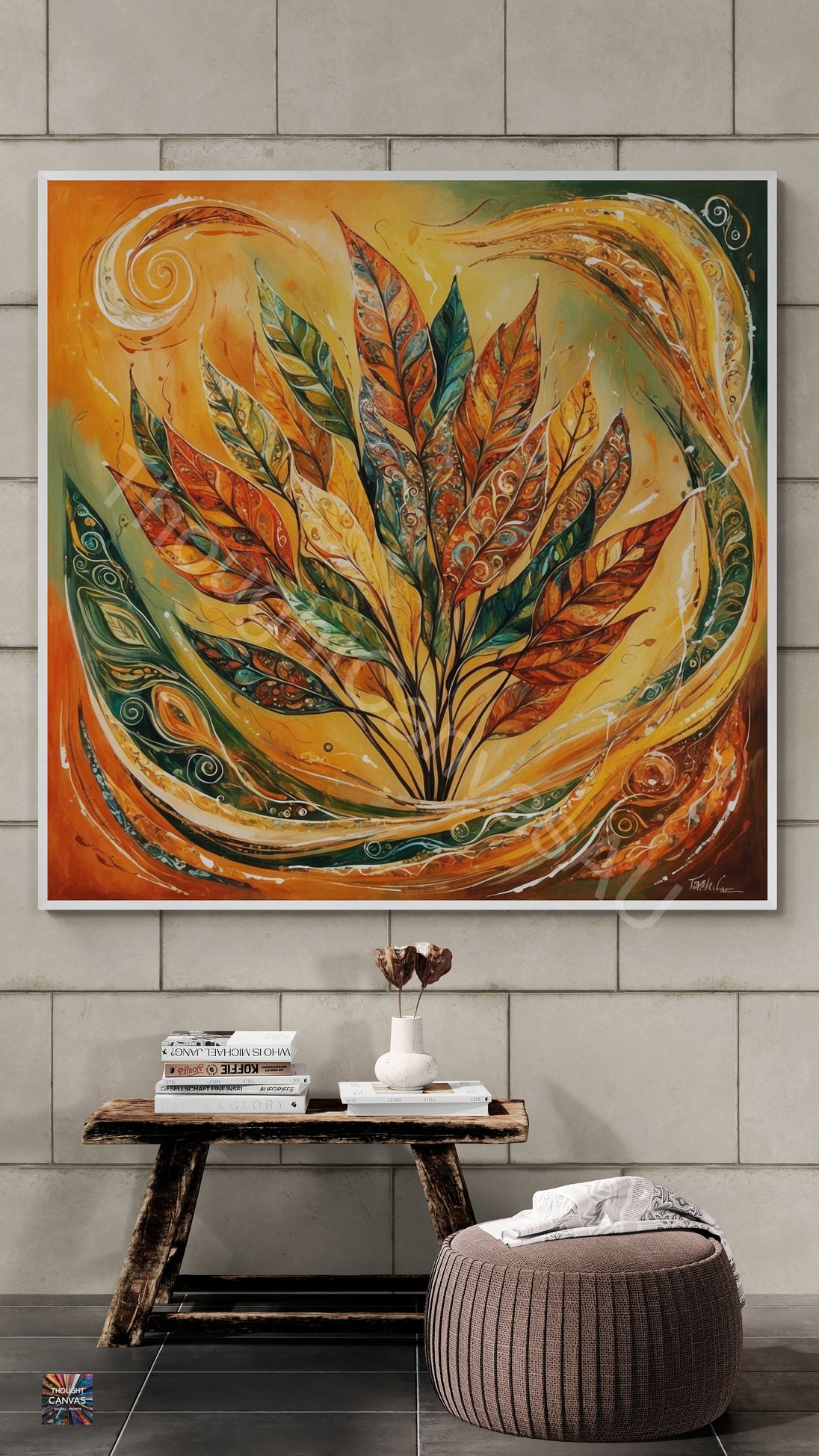 Bohemian Wall Art  | Colorful Dancing Leaves Print | Textured Wall Art | Nature-Inspired Decor | Colorful Home Art | Instant Download | 1 - Shoppers Haven  - Digital     