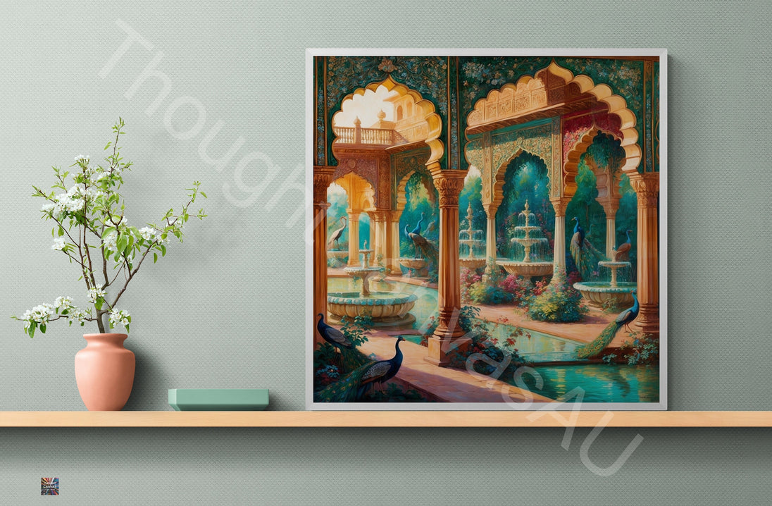 Mughal Garden Wall Art | Digital Print | Indian Palace Art |  Peacock Print | Mughal Aesthetic | Home Decor | Instant Download | 1 - Shoppers Haven  - Digital     