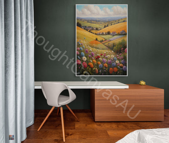 Nature's Embrace | Valley of Flowers Wall Art | Vibrant Floral Landscape | Tranquil Valley Art | Serene Countryside Print | Instant Download | 4 - Shoppers Haven  - Digital     