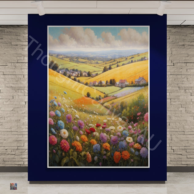 Nature's Embrace | Valley of Flowers Wall Art | Vibrant Floral Landscape | Tranquil Valley Art | Serene Countryside Print | Instant Download | 4 - Shoppers Haven  - Digital     