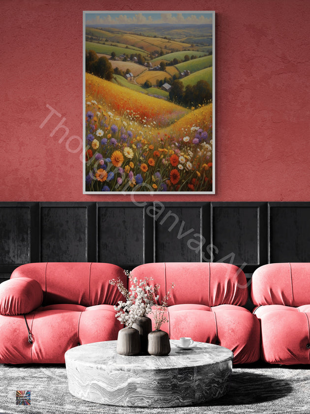 Nature's Embrace | Valley of Flowers Wall Art | Vibrant Floral Landscape | Tranquil Valley Art | Serene Countryside Print | Instant Download | 3 - Shoppers Haven  - Digital     