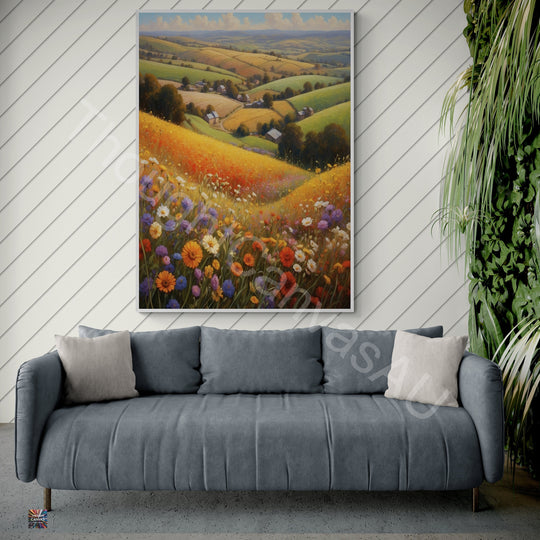 Nature's Embrace | Valley of Flowers Wall Art | Vibrant Floral Landscape | Tranquil Valley Art | Serene Countryside Print | Instant Download | 3 - Shoppers Haven  - Digital     