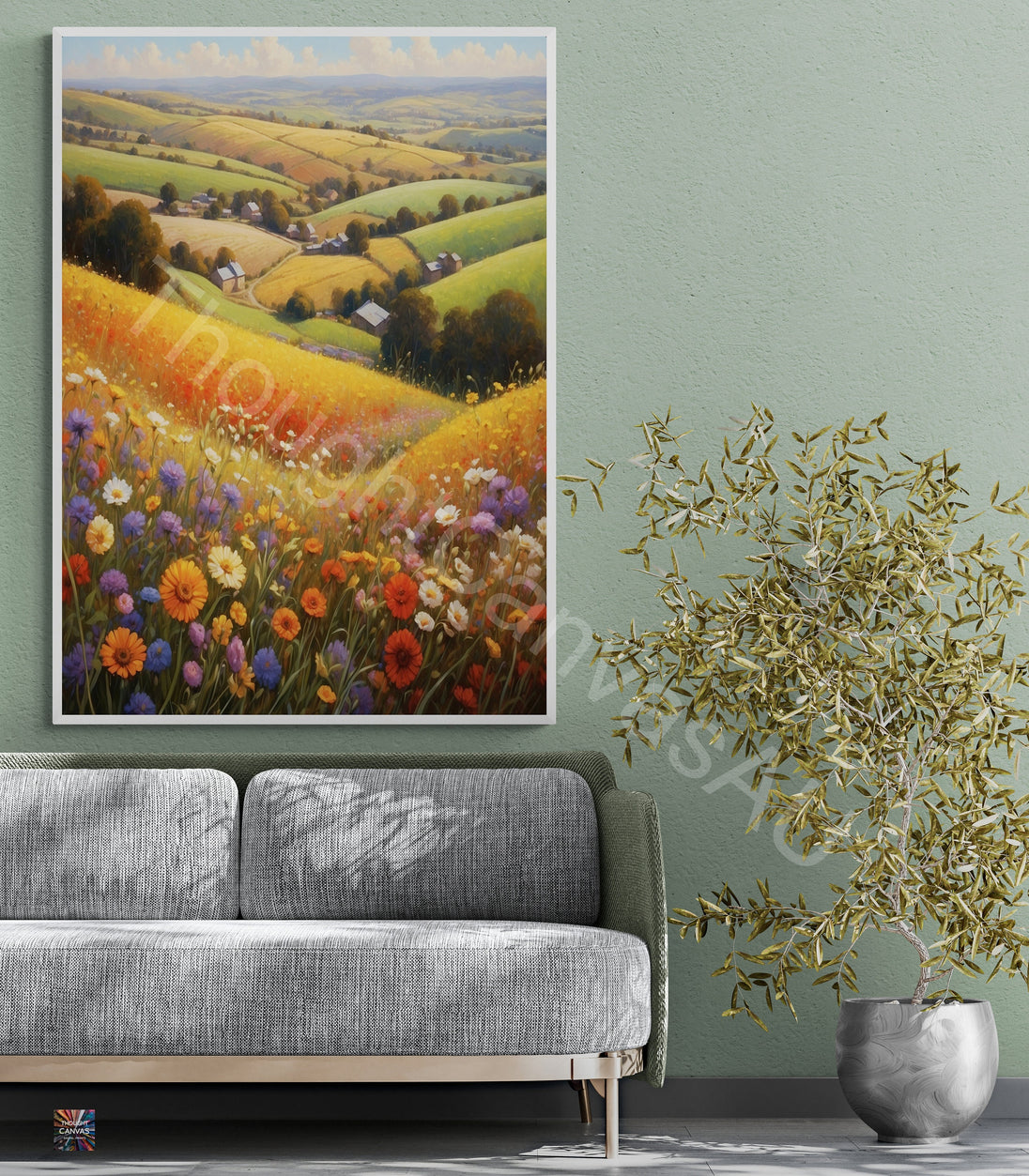 Nature's Embrace | Valley of Flowers Wall Art | Vibrant Floral Landscape | Tranquil Valley Art | Serene Countryside Print | Instant Download | 3 - Shoppers Haven  - Digital     