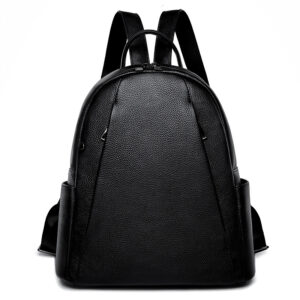 First-Layer Cowhide Leather Urban Backpack – Classic Black