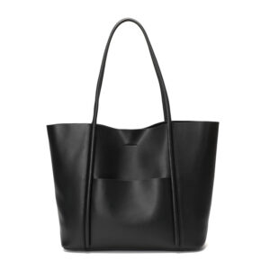 Two-Layer Cowhide Leather Minimalist Tote Bag