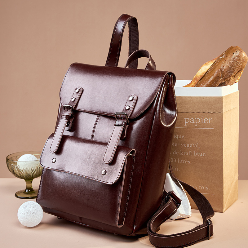 Leather Backpack Wear-resistant Cowhide Backpack 4 Leather Backpack Wear-resistant Cowhide Backpack - Image 4