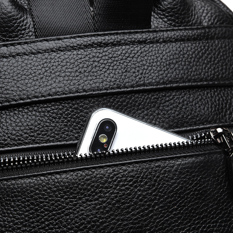 First-Layer Cowhide Leather Urban Backpack – Classic Black 8 First-Layer Cowhide Leather Urban Backpack – Classic Black - Image 8