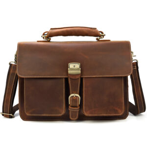 irst-Layer Cowhide Vintage Satchel Briefcase