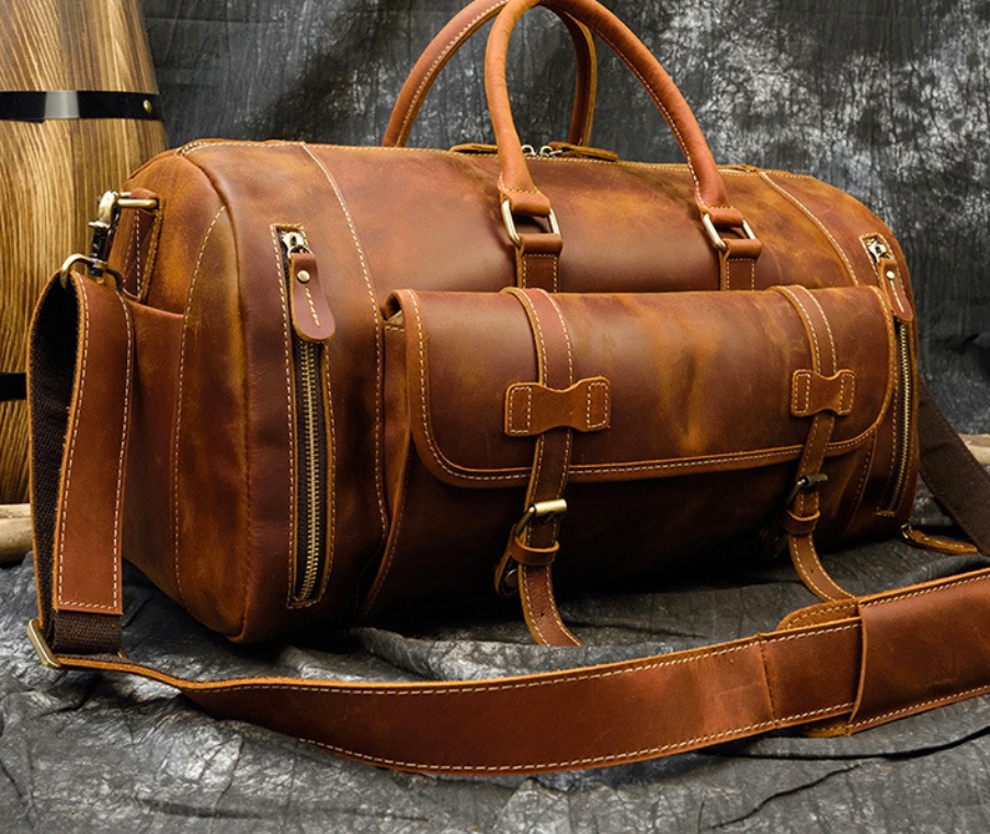 22-Inch First-Layer Cowhide Leather Travel Bag – Multi-Pocket Duffel 5 22-Inch First-Layer Cowhide Leather Travel Bag – Multi-Pocket Duffel - Image 5