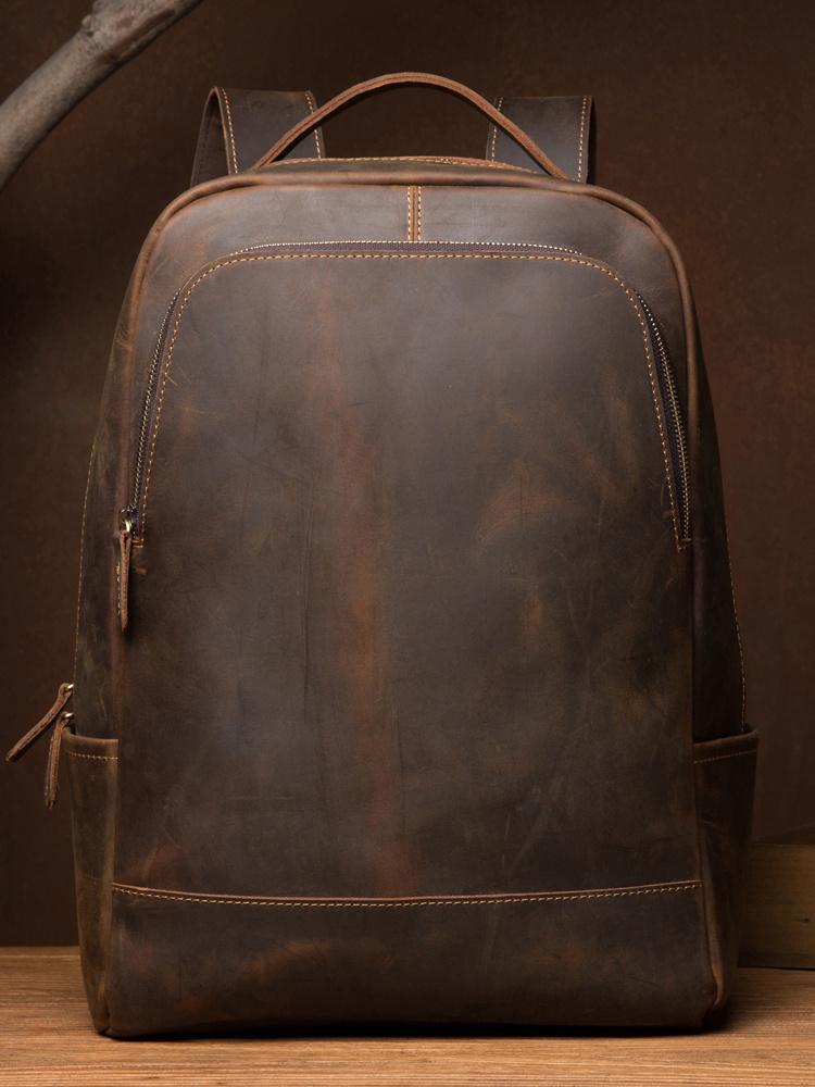 15-Inch First-Layer Cowhide Leather Backpack – Rugged Travel Daypack 6 15-Inch First-Layer Cowhide Leather Backpack – Rugged Travel Daypack - Image 6