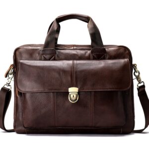 Cow Leather Multi-Pocket Business Briefcase – Classic Satchel
