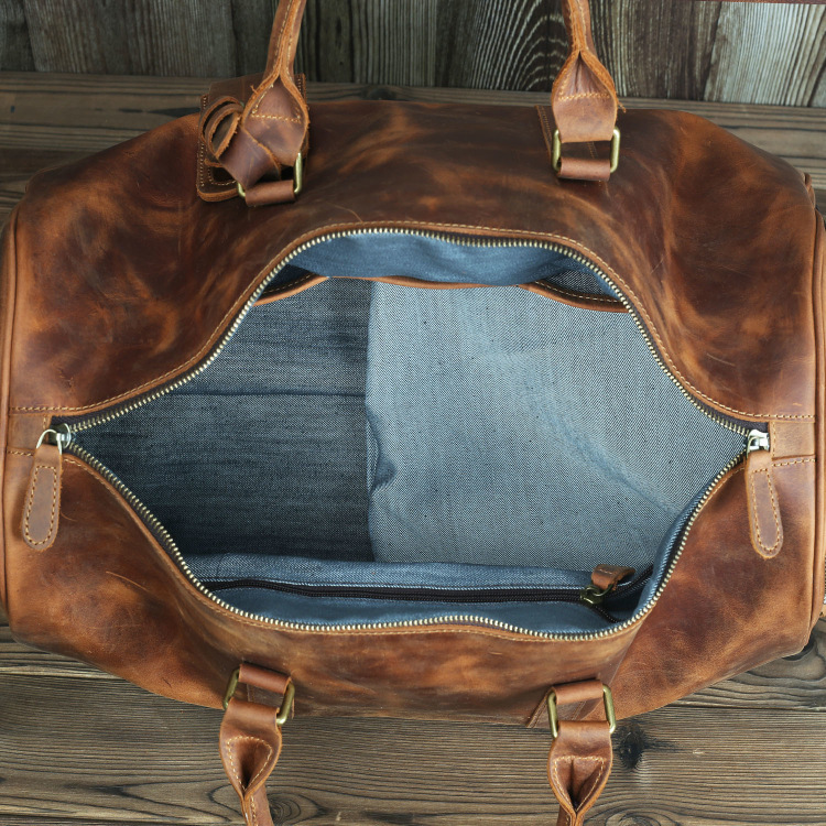 Cowhide Leather Travel Duffel Bag – Weekender with Shoe Compartment 2 Cowhide Leather Travel Duffel Bag – Weekender with Shoe Compartment - Image 2