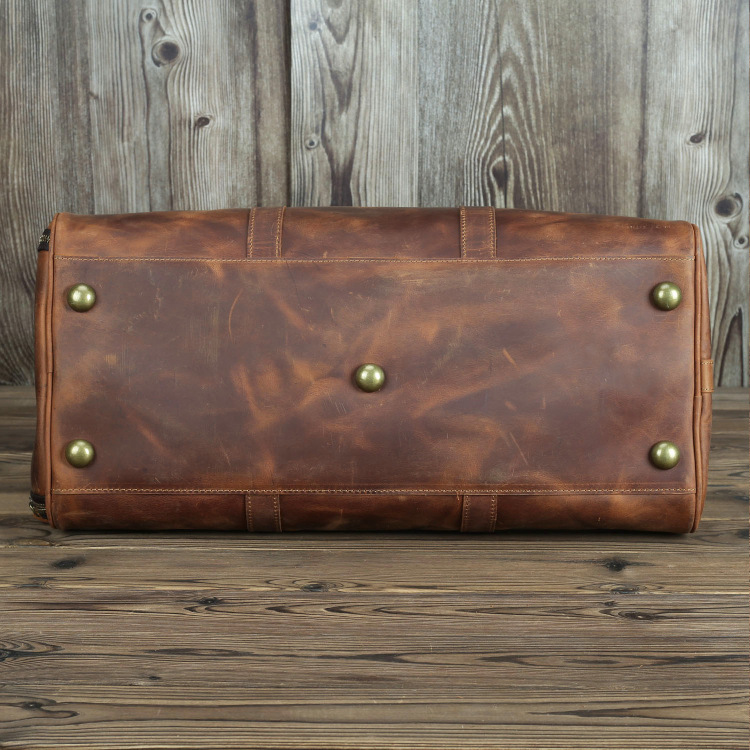 Cowhide Leather Travel Duffel Bag – Weekender with Shoe Compartment 7 Cowhide Leather Travel Duffel Bag – Weekender with Shoe Compartment - Image 7