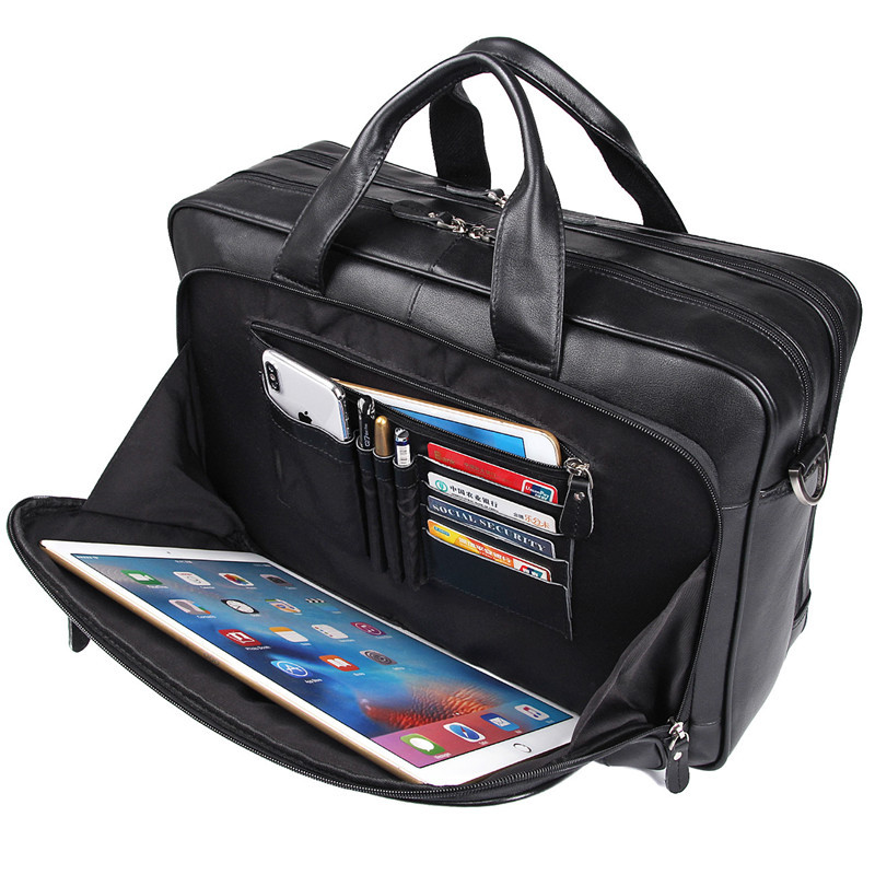 17-Inch Multi-Compartment Cowhide Leather Briefcase 2 17-Inch Multi-Compartment Cowhide Leather Briefcase - Image 2