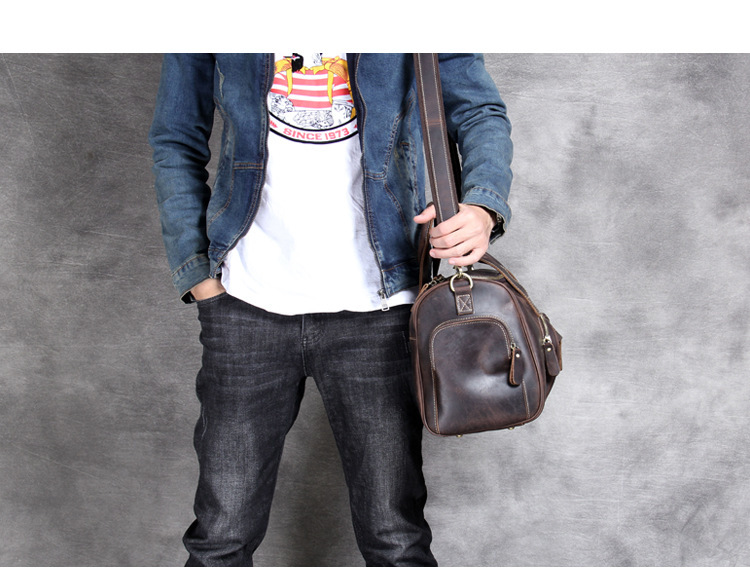 First-Layer Cowhide Retro Travel Duffel Bag – Distressed Coffee Brown 8 First-Layer Cowhide Retro Travel Duffel Bag – Distressed Coffee Brown - Image 8