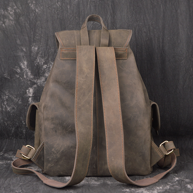 First-Layer Cowhide Rucksack – Rugged Multi-Pocket Leather Backpack 10 First-Layer Cowhide Rucksack – Rugged Multi-Pocket Leather Backpack - Image 10