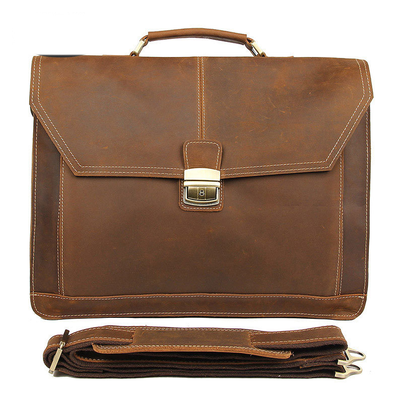 16-Inch First-Layer Cowhide Briefcase 3 16-Inch First-Layer Cowhide Briefcase - Image 3
