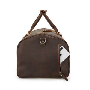 Large First-Layer Cowhide Travel Bag – Dark Brown Duffel with Shoe Compartment