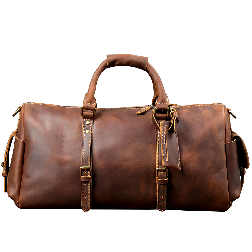 First-Layer Cowhide Retro Travel Bag with Luggage Tag 1 First-Layer Cowhide Retro Travel Bag with Luggage Tag