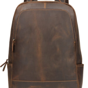 15-Inch First-Layer Cowhide Leather Backpack – Rugged Travel Daypack