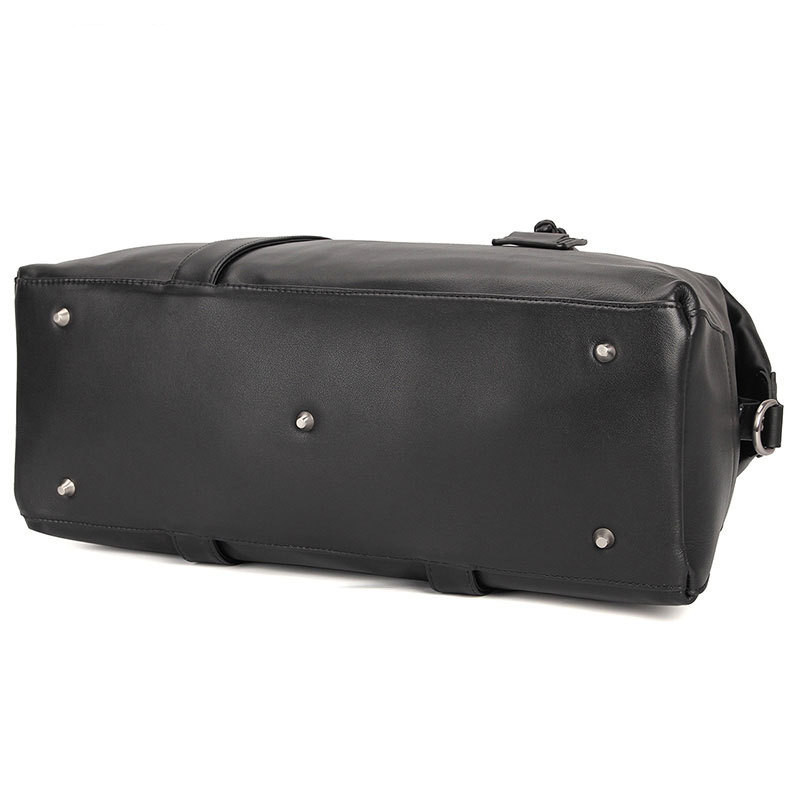 First-Layer Nappa Leather Travel Duffel Bag with Laptop Pocket – Sleek Black 2 First-Layer Nappa Leather Travel Duffel Bag with Laptop Pocket – Sleek Black - Image 2