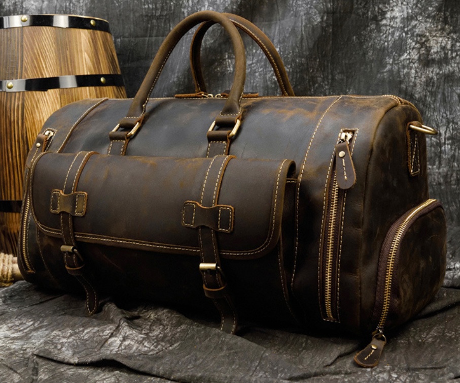 22-Inch First-Layer Cowhide Leather Travel Bag – Multi-Pocket Duffel 9 22-Inch First-Layer Cowhide Leather Travel Bag – Multi-Pocket Duffel - Image 9