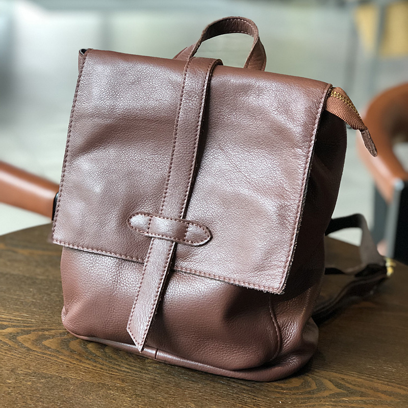 First-Layer Cowhide Leather Casual City Backpack 2 First-Layer Cowhide Leather Casual City Backpack - Image 2