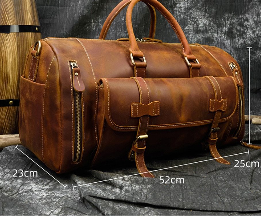 22-Inch First-Layer Cowhide Leather Travel Bag – Multi-Pocket Duffel 3 22-Inch First-Layer Cowhide Leather Travel Bag – Multi-Pocket Duffel - Image 3