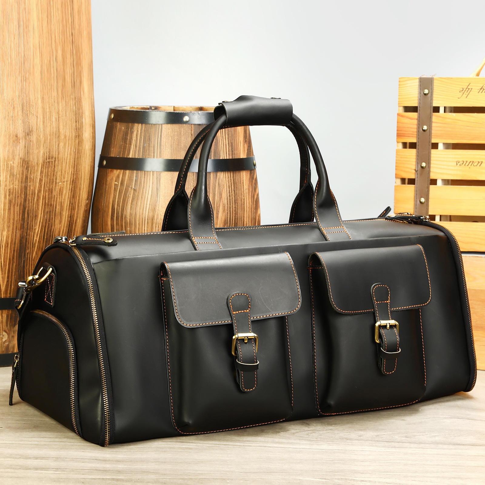 First-Layer Cowhide Retro Travel Duffel Bag 6 First-Layer Cowhide Retro Travel Duffel Bag - Image 6