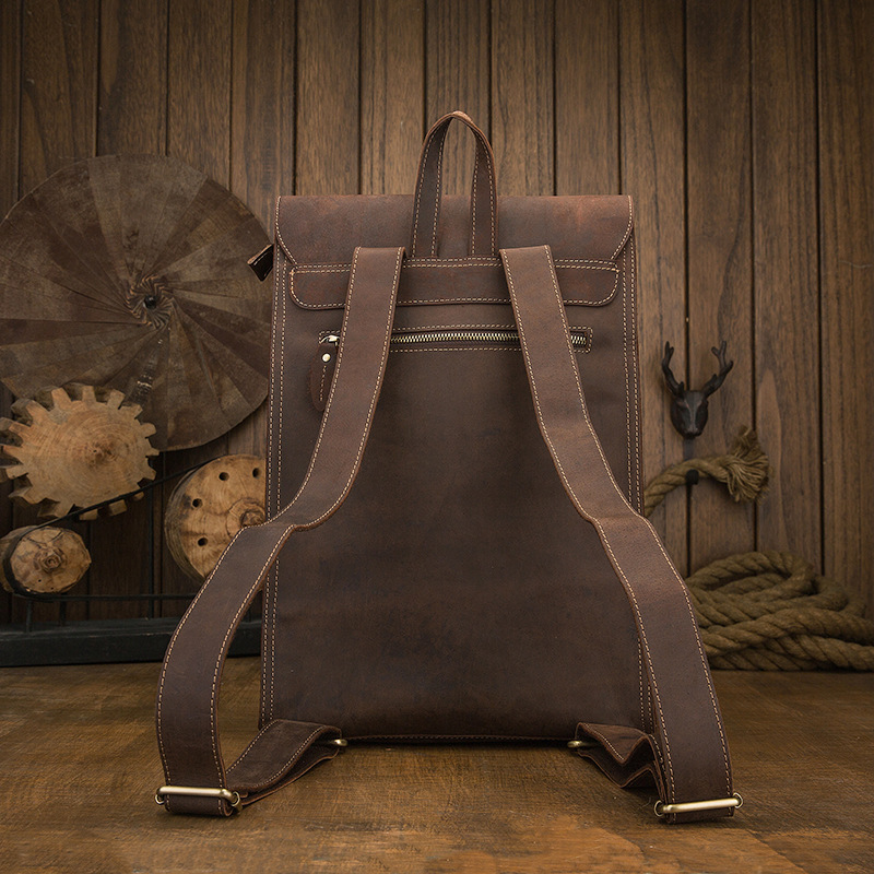 First-Layer Cowhide Geometric Satchel Backpack – Minimalist Dark Brown Daypack 6 First-Layer Cowhide Geometric Satchel Backpack – Minimalist Dark Brown Daypack - Image 6