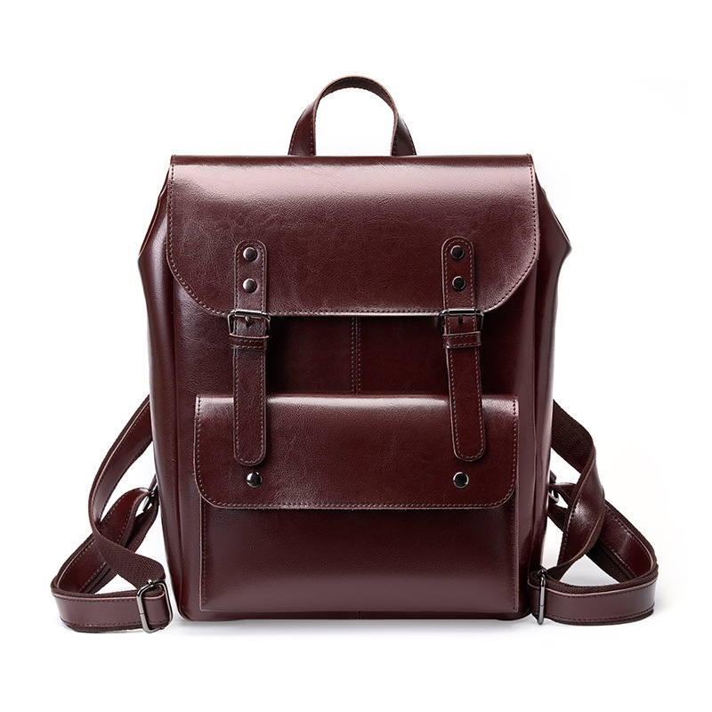 Leather Backpack Wear-resistant Cowhide Backpack 5 Leather Backpack Wear-resistant Cowhide Backpack - Image 5