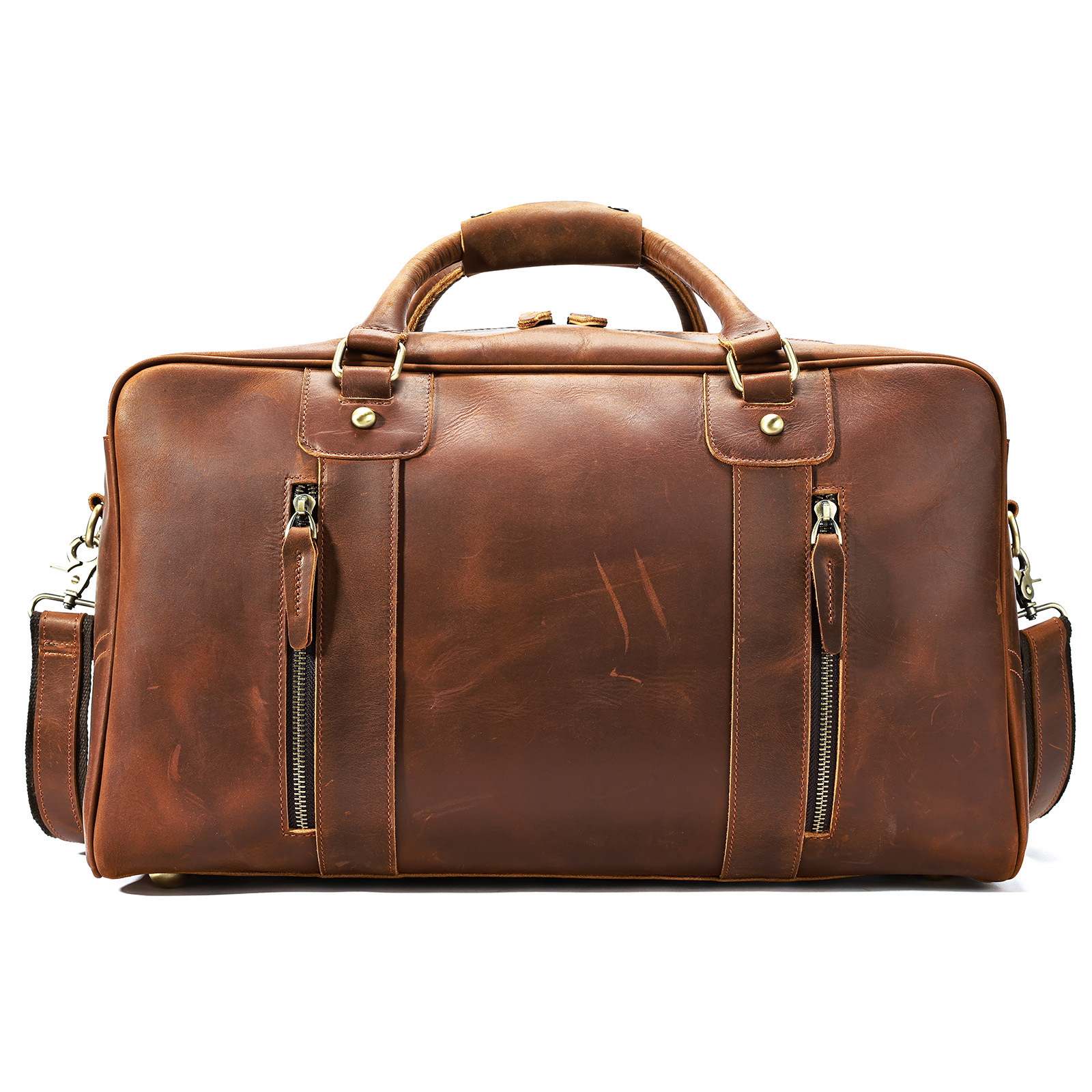 Leather Business Travel Bag – Solid Colour Duffel 2 Leather Business Travel Bag – Solid Colour Duffel - Image 2