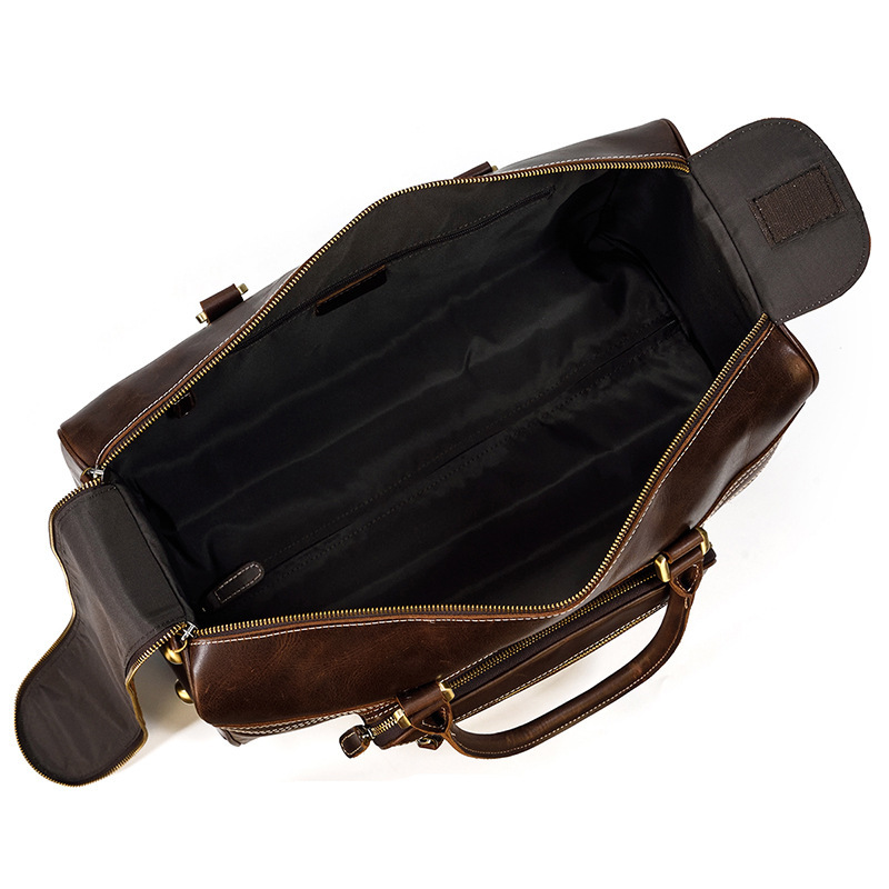 22-Inch Top-Layer Cowhide Leather Rolling Travel Duffel Bag – Dark Brown 3 22-Inch Top-Layer Cowhide Leather Rolling Travel Duffel Bag – Dark Brown - Image 3