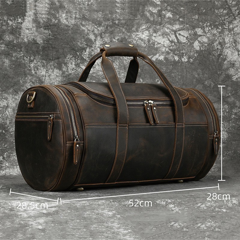 21-Inch First-Layer Cowhide Travel Bag – Dark Brown Multi-Pocket Duffel 8 21-Inch First-Layer Cowhide Travel Bag – Dark Brown Multi-Pocket Duffel - Image 8
