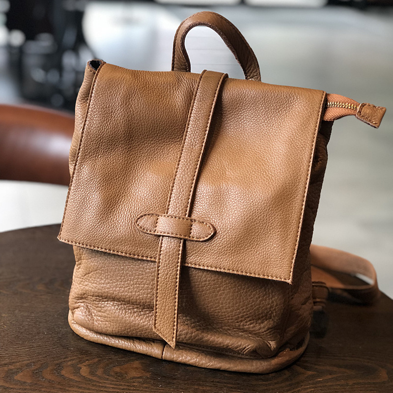 First-Layer Cowhide Leather Casual City Backpack 7 First-Layer Cowhide Leather Casual City Backpack - Image 7