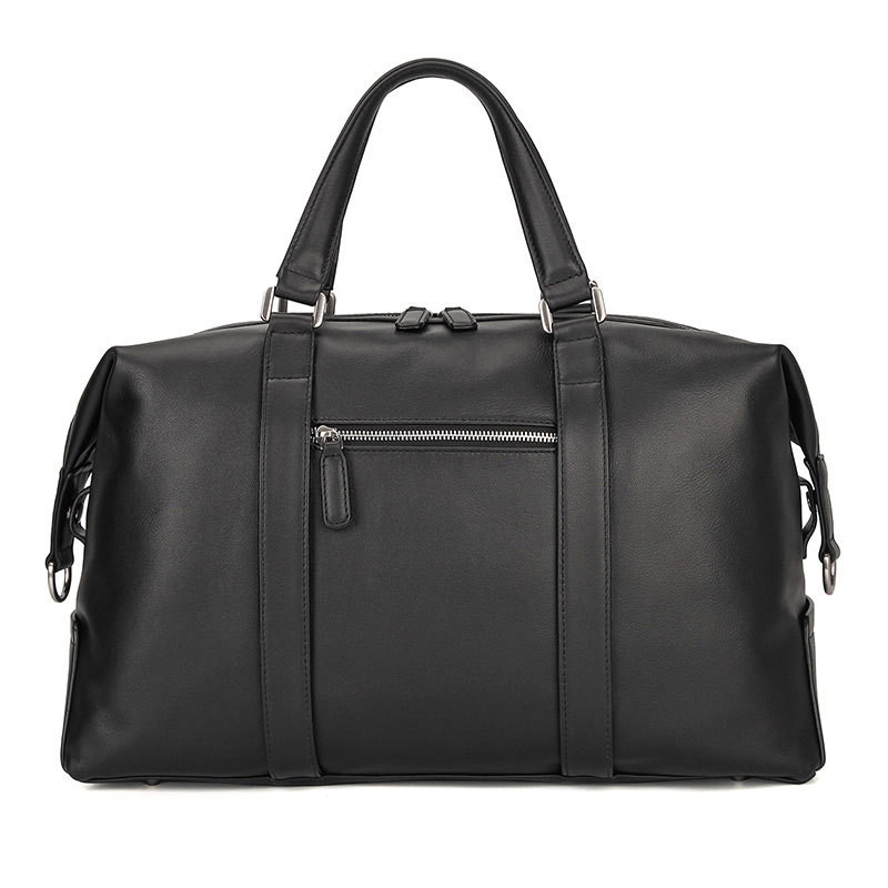 First-Layer Nappa Leather Travel Duffel Bag with Laptop Pocket – Sleek Black 3 First-Layer Nappa Leather Travel Duffel Bag with Laptop Pocket – Sleek Black - Image 3
