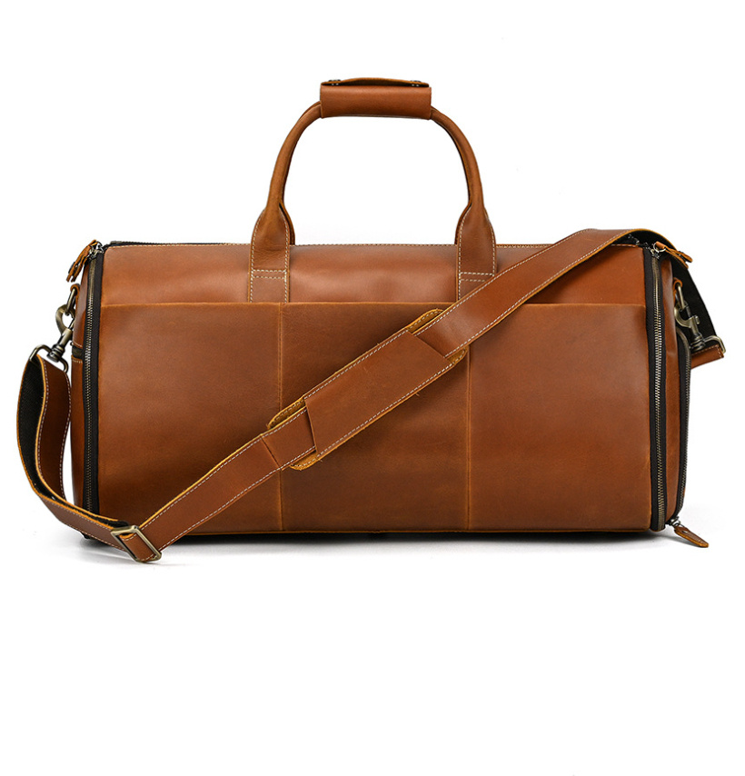 Convertible 2-in-1 Garment Duffel Bag – 22-Inch Top-Layer Cowhide Travel Bag 2 Convertible 2-in-1 Garment Duffel Bag – 22-Inch Top-Layer Cowhide Travel Bag - Image 2