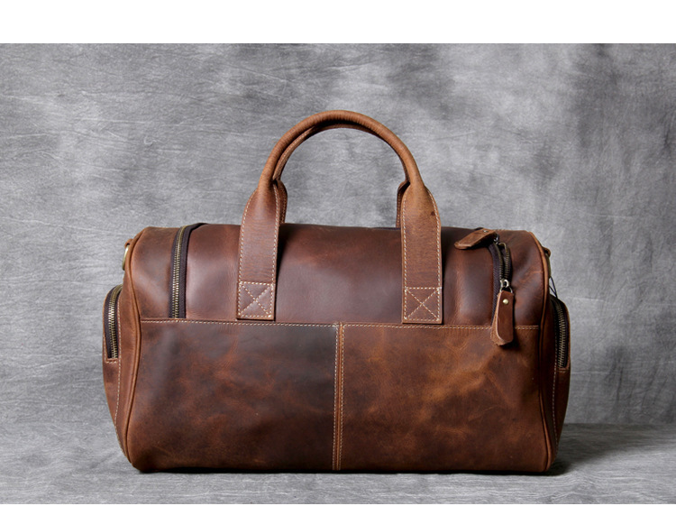First-Layer Cowhide Retro Travel Duffel Bag – Distressed Coffee Brown 1 First-Layer Cowhide Retro Travel Duffel Bag – Distressed Coffee Brown