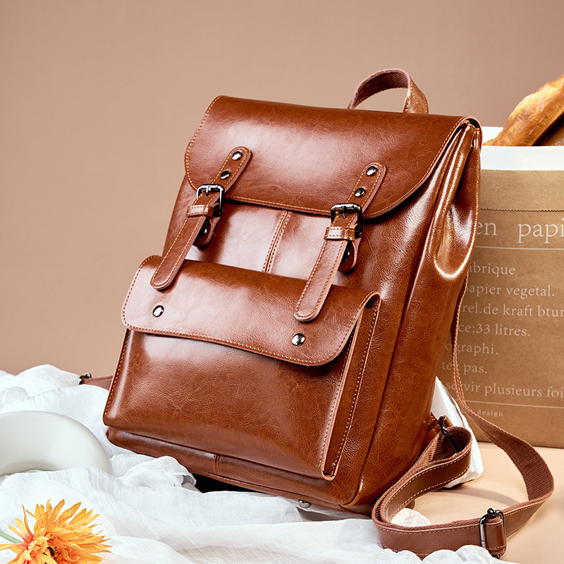 Leather Backpack Wear-resistant Cowhide Backpack 1 Leather Backpack Wear-resistant Cowhide Backpack