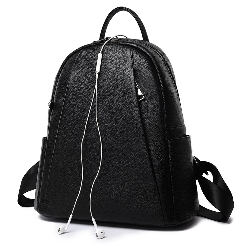 First-Layer Cowhide Leather Urban Backpack – Classic Black 9 First-Layer Cowhide Leather Urban Backpack – Classic Black - Image 9
